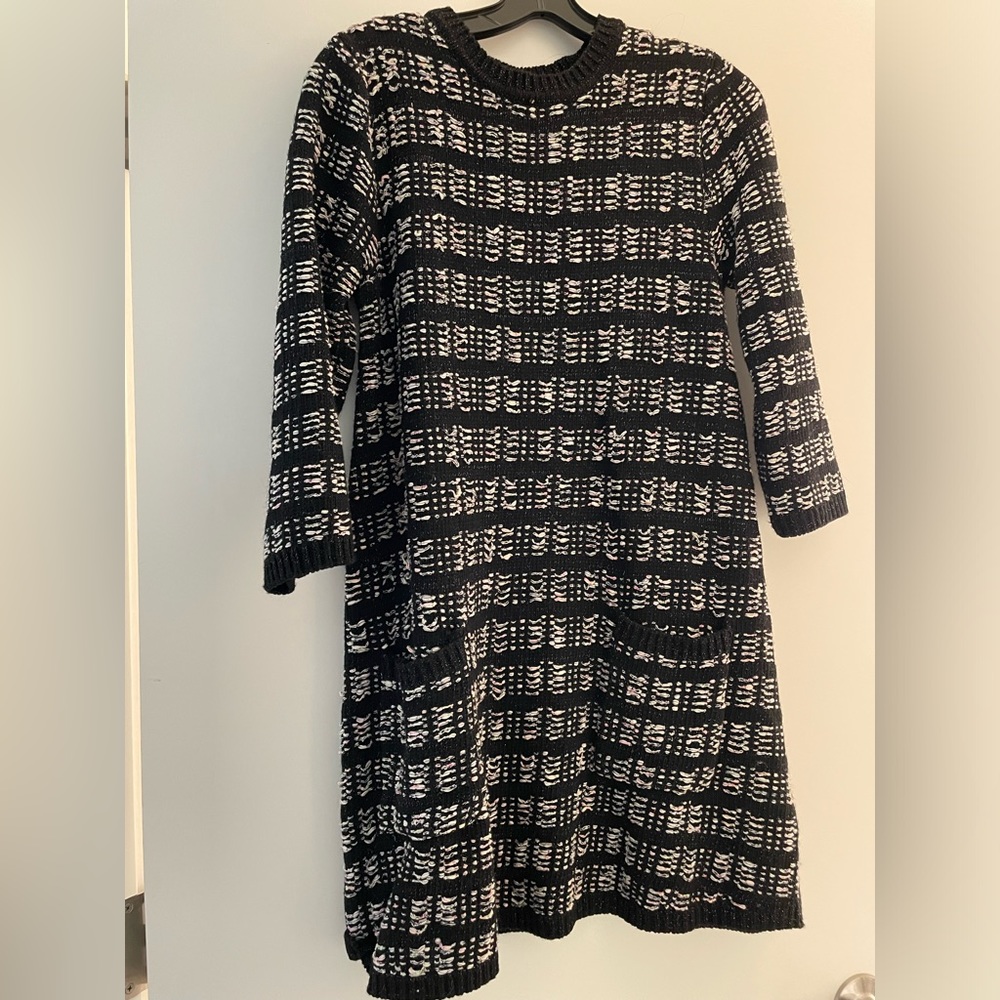 Zara tweed look knit 3/4 sleeve dress M